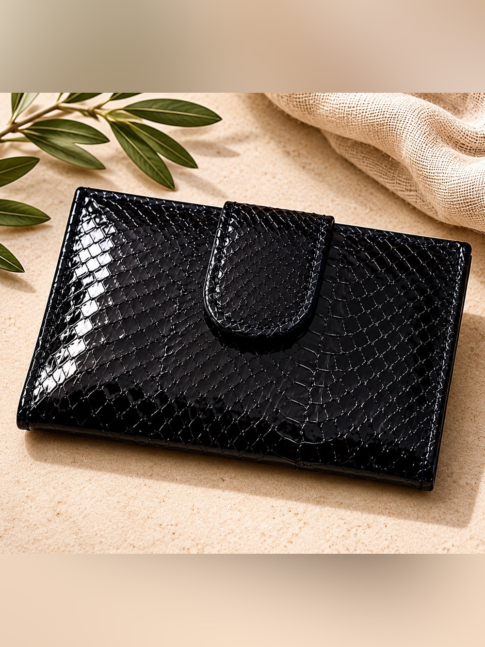 Vintage Fiocchi Italy Genuine Snakeskin Card Clutch Leather Mini Organizer